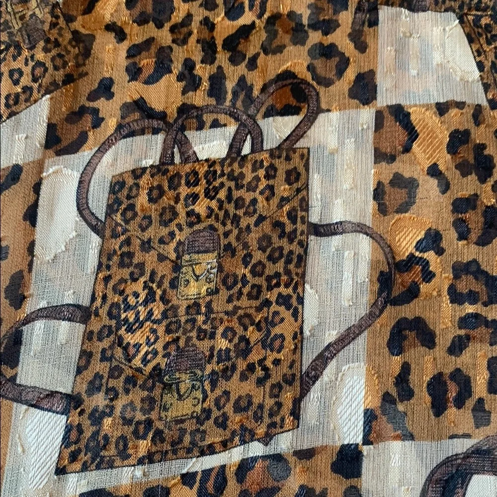 Vintage Leopard Print Polyester Scarf EUC